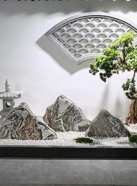 雪浪石切组合山水98768造景室内庭院泰山枯石日式天片然假山别墅