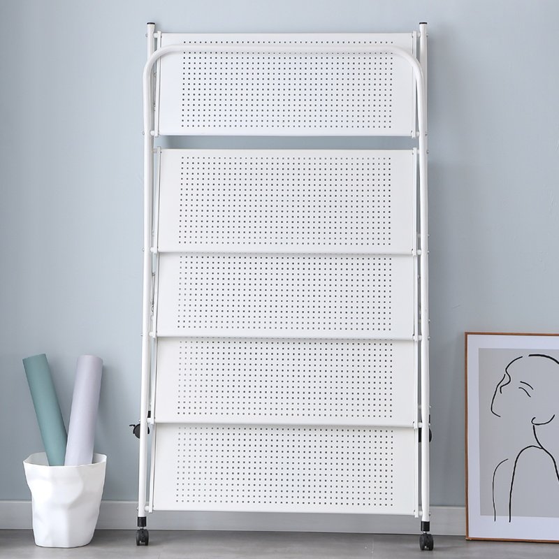 折叠置物架白色三四五六层微波炉架厨房阳台免安装移动储物收纳架,淘宝优惠券,粉丝福利购,淘宝优惠卷