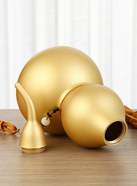 铜葫芦摆件黄绳空心开口葫芦玄关装饰客厅招财黄铜镇宅金葫芦挂件