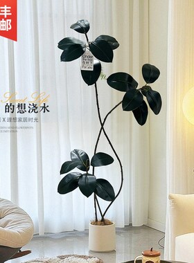 黑金刚橡皮树客厅大盆栽造型室内大型仿真绿植假花办公室阳台植物