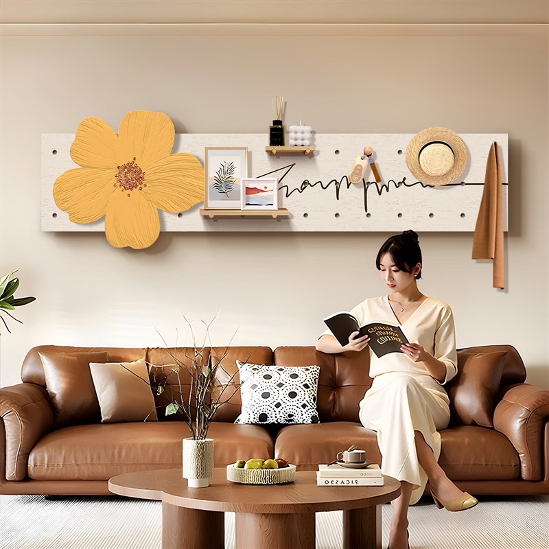 Perforated board custom-made storage rack living room sofa background wall storage shelf flower hanger wall hanger