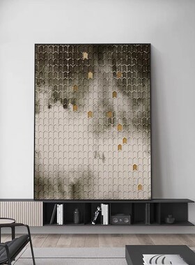 黑色高级感客厅挂画抽象艺术玄关装饰画纯K色肌理感沙发背景墙壁