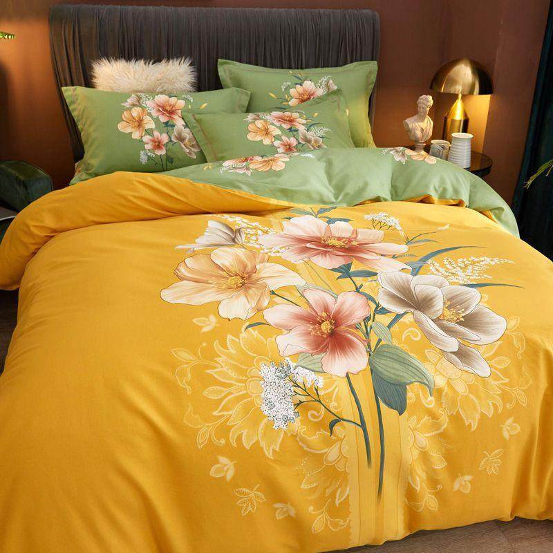 纯棉斜磨毛大花四件纹被套婚庆床上用品pxx1002四季套被罩床单时,淘宝优惠券,粉丝福利购,淘宝优惠卷