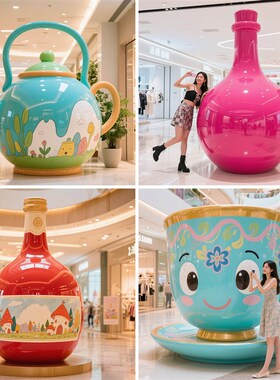 玻璃钢卡通雕塑定制大型商场美陈公仔人物雕塑户外装饰打卡大摆件