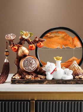 五福临门葫芦流沙画摆件客厅玄关酒柜装饰品办公室招财鹿乔迁礼物