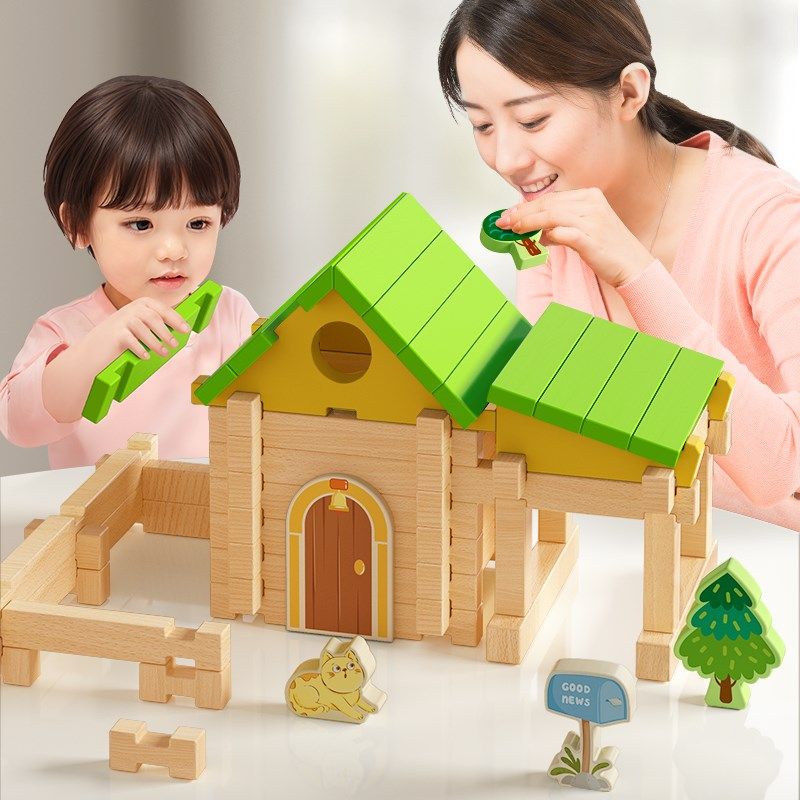 儿童鲁班榫卯益智积木男孩女孩木质diy拼搭建筑小屋结构手工玩具,淘宝优惠券,粉丝福利购,淘宝优惠卷