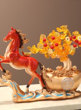 马上有钱发财树摆件m家居客厅玄关电视柜办公室装饰品乔迁新居礼