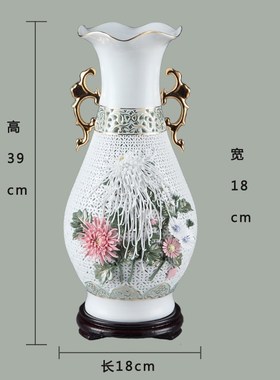 中式艺术品花瓶摆件纯手工中国风陶D瓷家居送礼礼物工艺客厅装饰