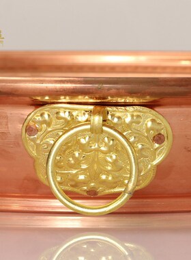 藏式果盘红铜盆洗脸盆洗漱婚庆盆加厚大口径铜盘家用供果盘多用盘