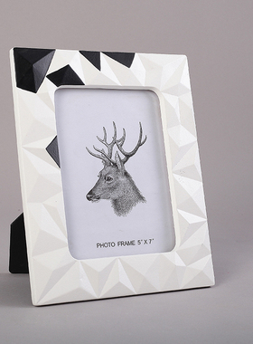 北欧简约样板间家居软装饰t品相册框摆台书房桌面黑白砂岩相框摆