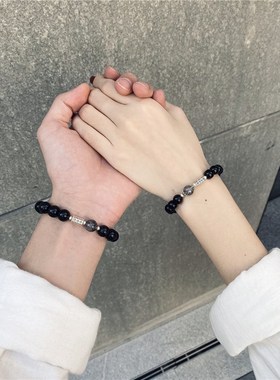 高档侣手链转对感纪震动情侣手链B一对男士感应一运珠Z应念礼物奢