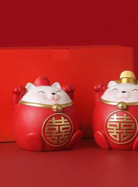喜庆招BKG财猫摆件客厅桌面家居装饰结婚婚开礼送朋物友新业订婚