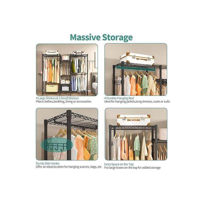 黑色重节型商DIS场7落层可拆卸可调便携式衣柜式收地纳架衣架,淘宝优惠券,粉丝福利购,淘宝优惠卷