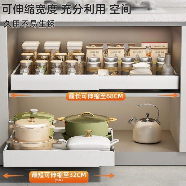 【】厨房抽拉式置物架分隔免安装调味料抽屉拉篮橱柜内置,淘宝优惠券,粉丝福利购,淘宝优惠卷