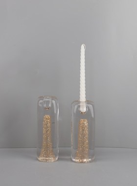 现代简约琉璃方块烛台摆件餐厅客厅卧室酒店电视柜U样板房家居饰