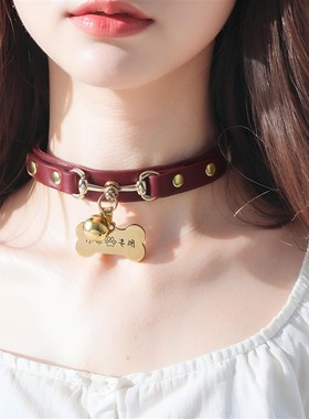 铃铛金属骨头牌猫咪定制刻字项圈女M带链子K9小众choker加长男款