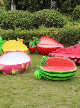 卡通玻璃钢水果蔬菜桌椅坐凳雕塑摆件别墅庭院公园商Y场座凳装饰