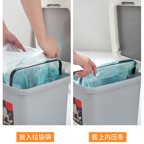 卫生间手按脚踏两用垃圾桶客厅有盖带内桶脚踩塑料家用厨房专用筒 - 图1