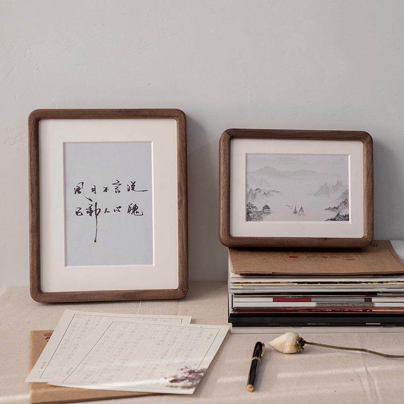 相框摆台3215榫卯实圆框木质榫卯六寸角画框卡纸装裱圆照片黑胡桃,淘宝优惠券,粉丝福利购,淘宝优惠卷