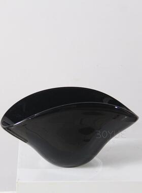 欧扇式简约形创意大口插花黑色琉花璃瓶20230223客餐厅关样板间玄