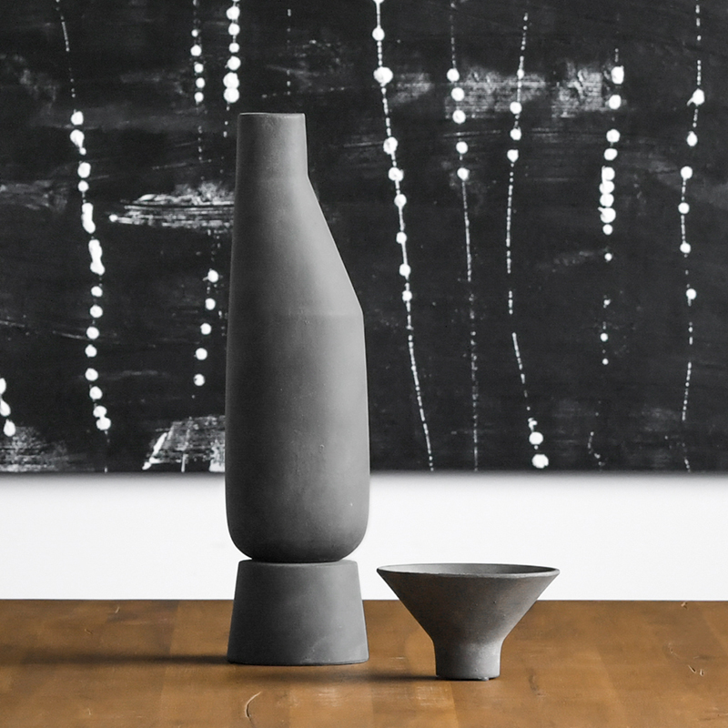 速发迦乐日式侘寂风台面艺术装饰插干枝高P花瓶可落地陶器摆件 - 图3