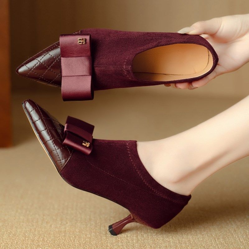 尖头细跟单鞋高跟鞋深口单鞋女2024春秋法式时装鞋职业工作鞋女鞋,淘宝优惠券,粉丝福利购,淘宝优惠卷