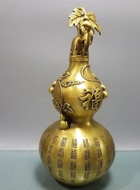 铜葫芦纯铜摆件百福开口葫芦家居辟火龙瓶摆设工艺品