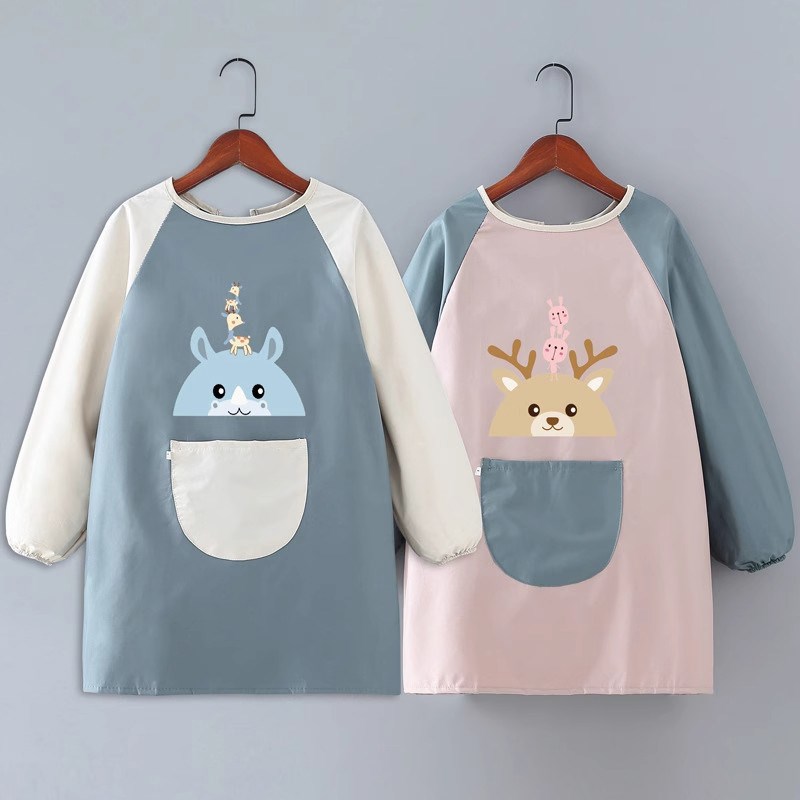 Children's aprons, baby eating bibs, new long-sleeved smocks, summer thin waterproof smocks, children's painting smocks