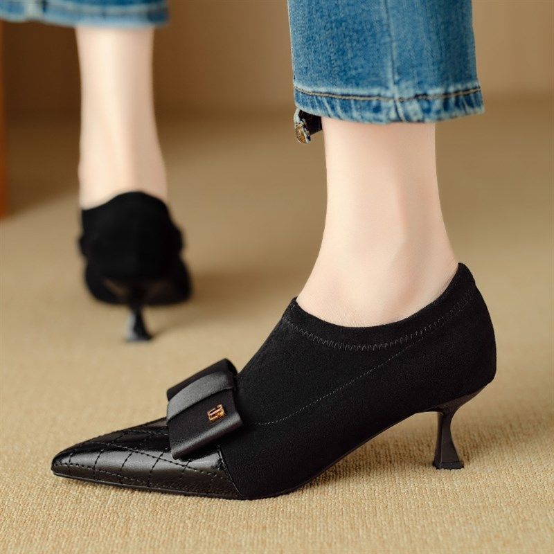 尖头细跟单鞋高跟鞋深口单鞋女2024春秋法式时装鞋职业工作鞋女鞋,淘宝优惠券,粉丝福利购,淘宝优惠卷