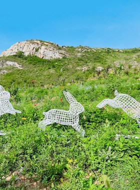 发光不锈钢镂空兔子雕塑户外小区草坪景观金属装T饰小动物美陈摆