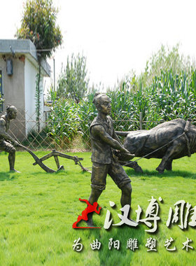 玻璃钢仿铜人物雕塑景观园林铸铜踩水车场景雕塑铜雕人物可定制做