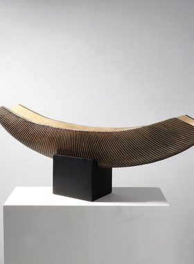 简约现代新中式船型长条摆件样板房售楼处客厅玄关别墅家居装饰品