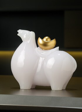 马上有钱客厅摆件公司开业商务送礼新中式客厅酒柜招财装饰品