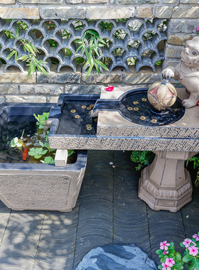 户外流水摆件室内落地水景顶楼阳台造景花园庭院装饰中式鱼池景观