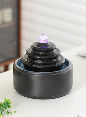 流水招财摆件循2025027水景喷泉造客加厅茶台桌面湿环器办公室生
