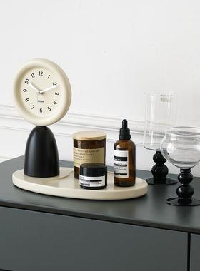 WZTYOS394OOM客盘创意时钟玄O关托收纳摆件电厅视柜座钟桌面装饰