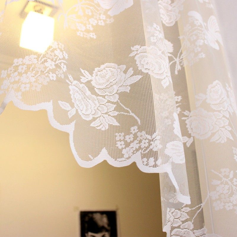 欧式田园蝴蝶成品窗纱蕾丝三角帘窗帘半帘厨房卧室帘门帘弧形帘,淘宝优惠券,粉丝福利购,淘宝优惠卷