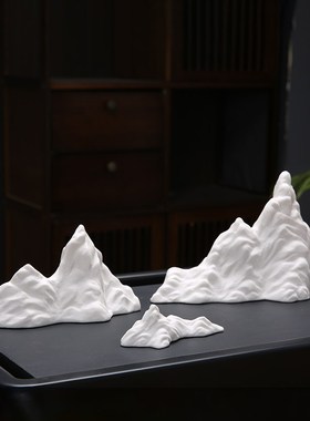 微景观雪山白瓷假山装饰摆件创意办C公室玄关鱼缸造景假山陶瓷冰