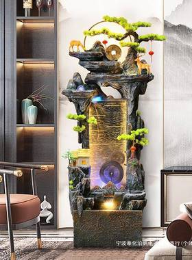 中式假山水喷摆件客厅循环泉水景观办公室内鱼缸湿器加装垒麦太保