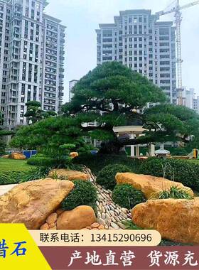 黄蜡石池流石围边造景庭院鱼奇石假家山石溪RBW私别墅造景石园景