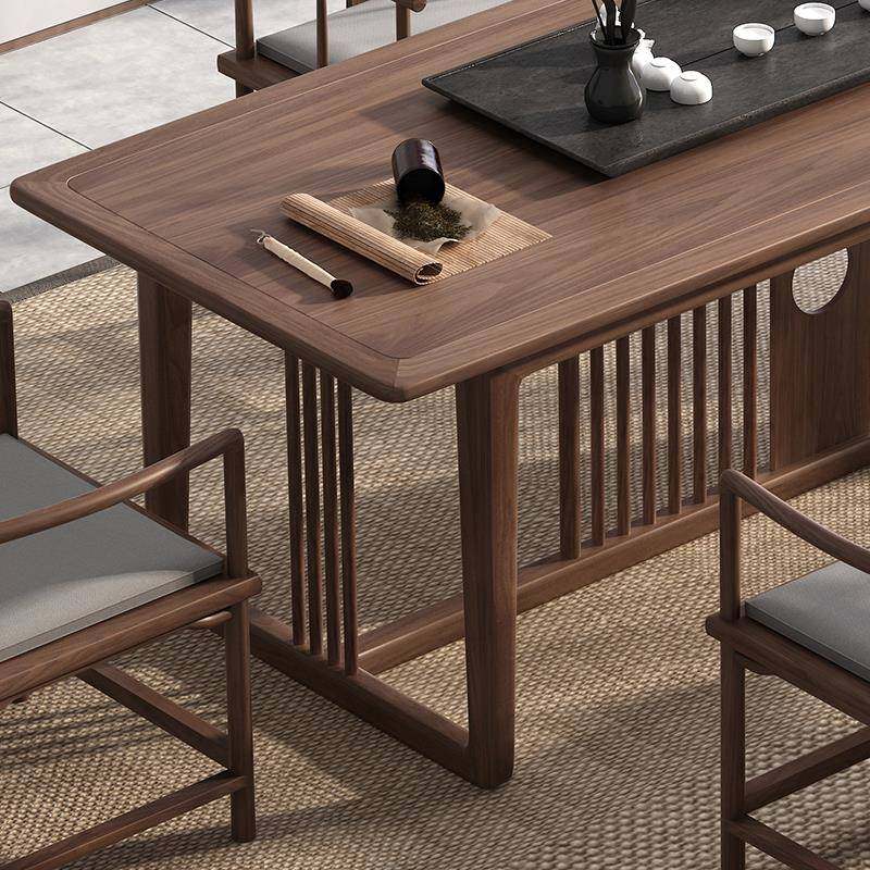 2I新中式实木无品牌/茶桌组合茶室椅茶台茶桌美北黑泡胡桃木办公,淘宝优惠券,粉丝福利购,淘宝优惠卷