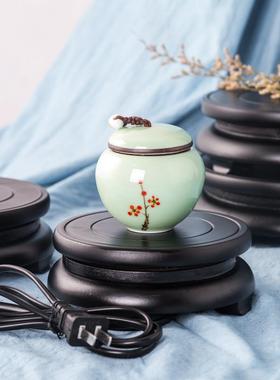 奇木石花瓶托木底座圆JEU实核桃泰山石工件艺品摆花盆底座架电动