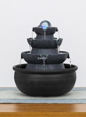 方桌来财风水轮流水八喷泉摆循SDLASZWA环水办公桌装件饰客厅面风