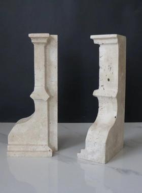 大理石黄洞石创意书档摆件书房样板间电视柜玄关桌办公室书立摆件