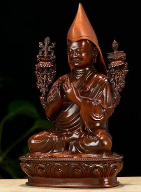 宗喀巴古铜雕花铜像家用古铜摆件师徒三人桌面铜像