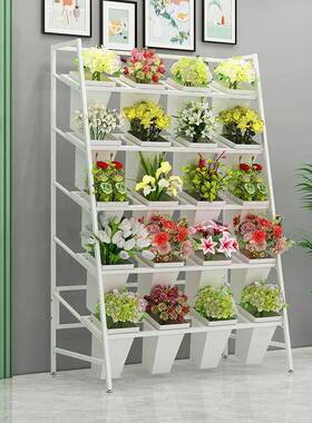 花店花鲜花展示架架铁架艺梯形多层摆放WBG架内花卉架醒花桶置物