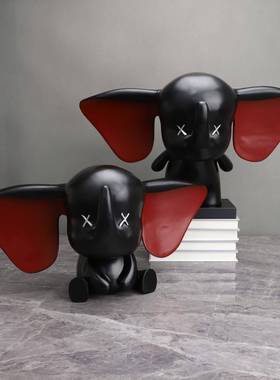 式创意小象大象飞树面脂0001摆件客厅售楼部玄关电视柜家居桌装欧