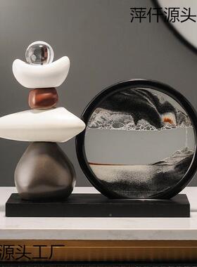 时来运转流沙旺画摆件客厅办酒柜萍仟源头电视柜玄关高档饰装品公