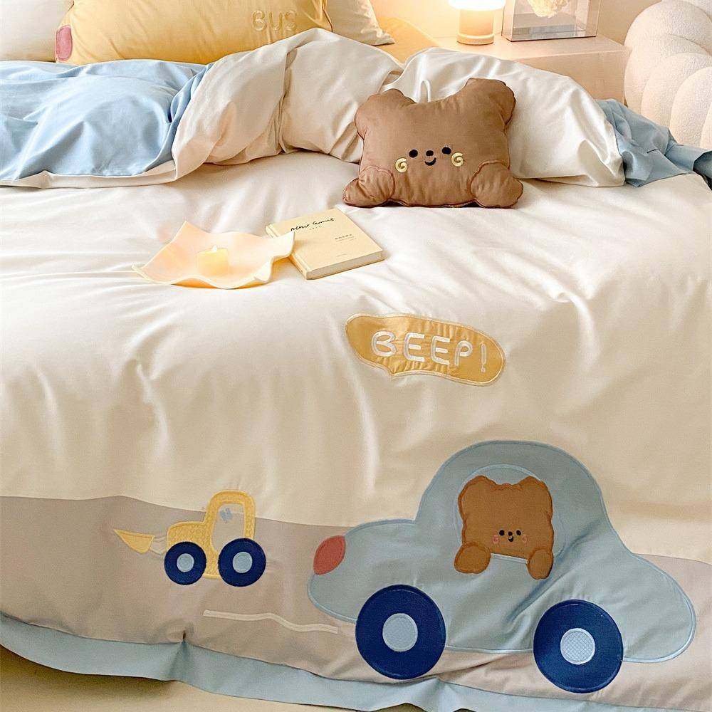 澳棉四卡件套纯棉通小汽车儿XY-9贴布刺件绣被套童三套床品,淘宝优惠券,粉丝福利购,淘宝优惠卷