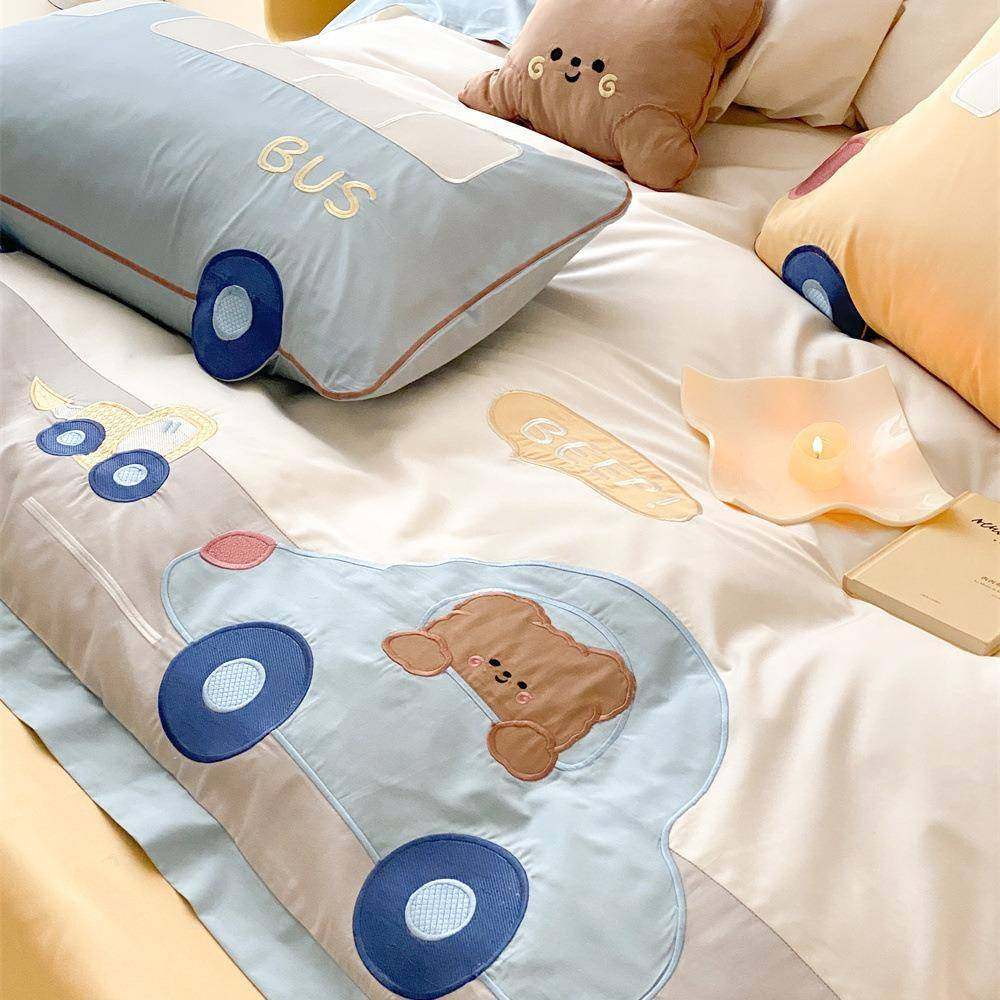 澳棉四卡件套纯棉通小汽车儿XY-9贴布刺件绣被套童三套床品,淘宝优惠券,粉丝福利购,淘宝优惠卷